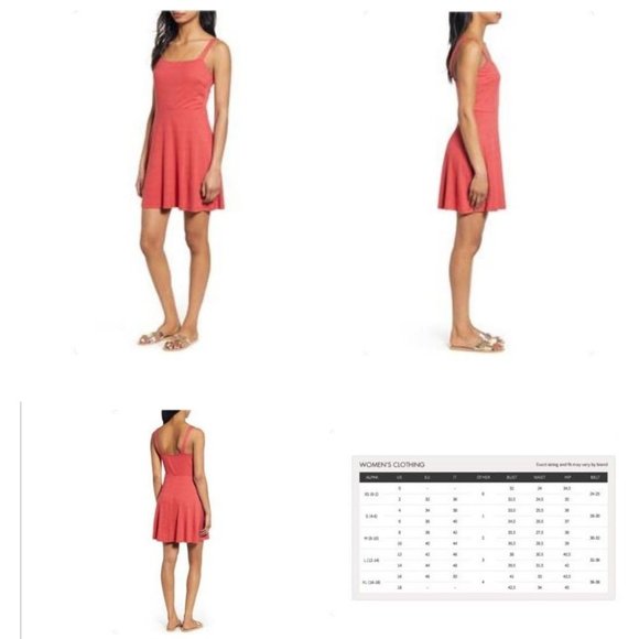 ALL IN FAVOR Stripe Rib Fit & Flare Mini Dress Cardinal Red Medium - Picture 2 of 2